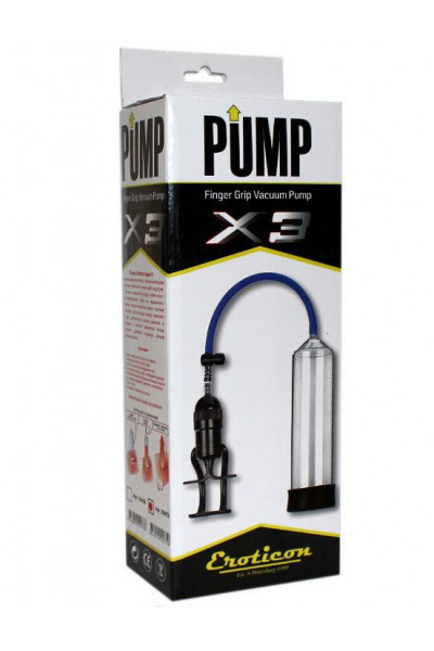 Чёрная вакуумная помпа Eroticon PUMP X3 с ручным насосом Чёрная вакуумная помпа Eroticon PUMP X3 с ручным насосом