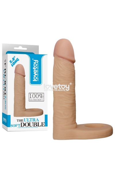 Телесная насадка The Ultra Soft Double для двойного проникновения - 14 см. Телесная насадка The Ultra Soft Double для двойного проникновения - 14 см.