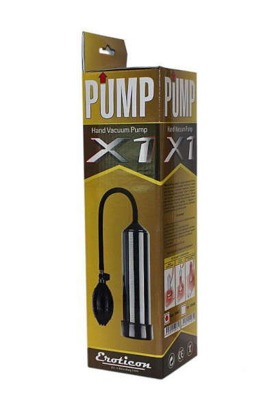 Чёрная вакуумная помпа Eroticon PUMP X1 с грушей Чёрная вакуумная помпа Eroticon PUMP X1 с грушей