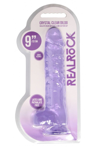 Фиолетовый фаллоимитатор Realrock Crystal Clear 9 inch - 25 см. Фиолетовый фаллоимитатор Realrock Crystal Clear 9 inch - 25 см.