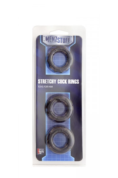 Набор из 3 чёрных эрекционных колец MENZSTUFF STRETCHY COCK RINGS Набор из 3 чёрных эрекционных колец MENZSTUFF STRETCHY COCK RINGS