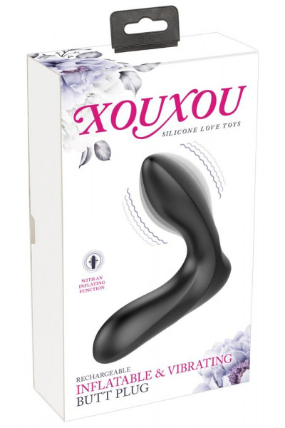 Черная анальная втулка с вибрацией и функцией расширения Inflatable Vibrating Prostate Plug Черная анальная втулка с вибрацией и функцией расширения Inflatable Vibrating Prostate Plug