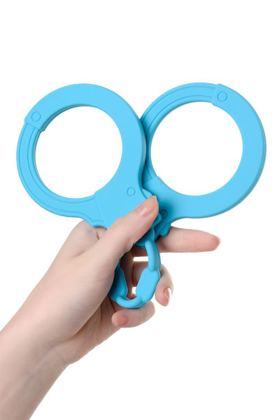 Голубые силиконовые наручники A-Toys без ключа Голубые силиконовые наручники A-Toys без ключа