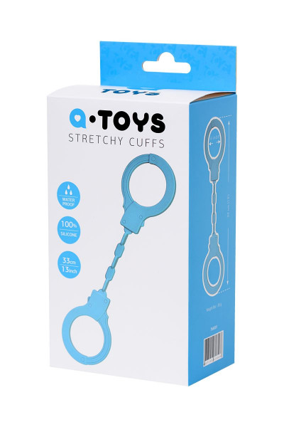 Голубые силиконовые наручники A-Toys без ключа Голубые силиконовые наручники A-Toys без ключа