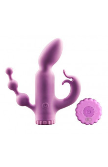 Фиолетовый вибратор с отростками TRIBRATOR 6INCH RECHARGE VIBE - 14 см.