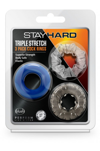 Набор из 3 эрекционных колец Triple Stretch 3 Pack Cock Rings Набор из 3 эрекционных колец Triple Stretch 3 Pack Cock Rings