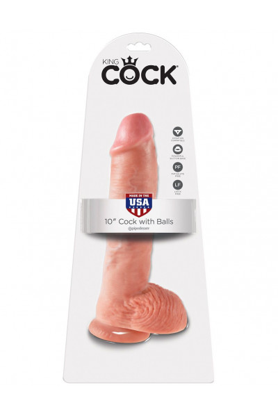 Большой фаллоимитатор с мошонкой 10 Cock with Balls на присоске - 25,4 см. Большой фаллоимитатор с мошонкой 10 Cock with Balls на присоске - 25,4 см.
