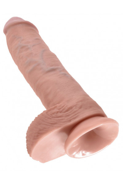 Большой фаллоимитатор с мошонкой 10 Cock with Balls на присоске - 25,4 см. Большой фаллоимитатор с мошонкой 10 Cock with Balls на присоске - 25,4 см.