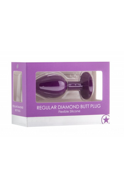 Фиолетовая анальная пробка OUCH! Regular Diamond Butt Plug с прозрачным кристаллом - 7,3 см. Фиолетовая анальная пробка OUCH! Regular Diamond Butt Plug с прозрачным кристаллом - 7,3 см.