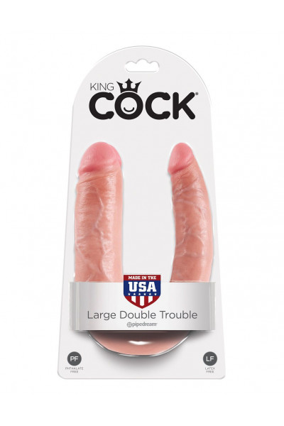 Телесный двусторонний фаллоимитатор U-Shaped Large Double Trouble - 44,4 см. Телесный двусторонний фаллоимитатор U-Shaped Large Double Trouble - 44,4 см.