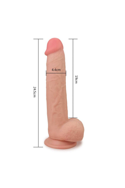 Телесный фаллоимитатор на присоске Sliding Skin Dual Layer Dong - 24,5 см. Телесный фаллоимитатор на присоске Sliding Skin Dual Layer Dong - 24,5 см.