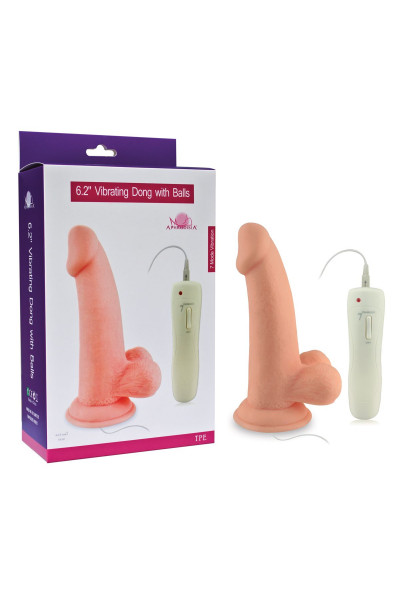 Телесный вибратор Vibrating Dong with Balls - 14 см. Телесный вибратор Vibrating Dong with Balls - 14 см.