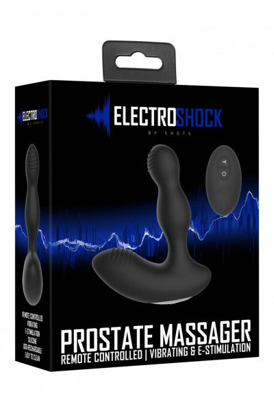 Черный массажер простаты с электростимуляцией и пультом ДУ Prostate massager Черный массажер простаты с электростимуляцией и пультом ДУ Prostate massager