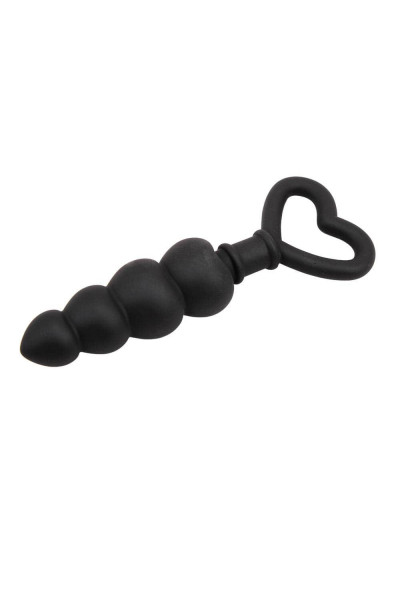Черный анальный массажер Beaded Luv Probe - 15,6 см.