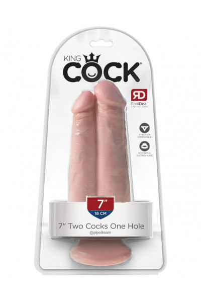 Сдвоенный телесный фаллоимитатор на присоске 7 Two Cocks One Hole - 20,3 см. Сдвоенный телесный фаллоимитатор на присоске 7 Two Cocks One Hole - 20,3 см.