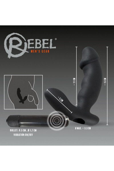 Чёрный анальный вибратор для стимуляции простаты Rebel Чёрный анальный вибратор для стимуляции простаты Rebel