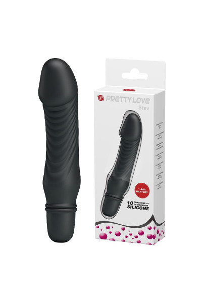 Черный мини-вибратор Stev -13,5 см. Черный мини-вибратор Stev -13,5 см.