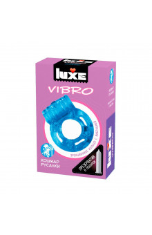 Голубое эрекционное виброкольцо Luxe VIBRO Кошмар русалки + презерватив