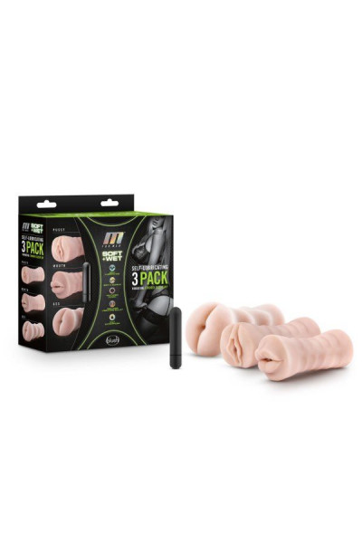 Набор из 3 мастурбаторов и вибропули 3-Pack Self-Lubricating Vibrating Stroker Sleeve Kit Набор из 3 мастурбаторов и вибропули 3-Pack Self-Lubricating Vibrating Stroker Sleeve Kit