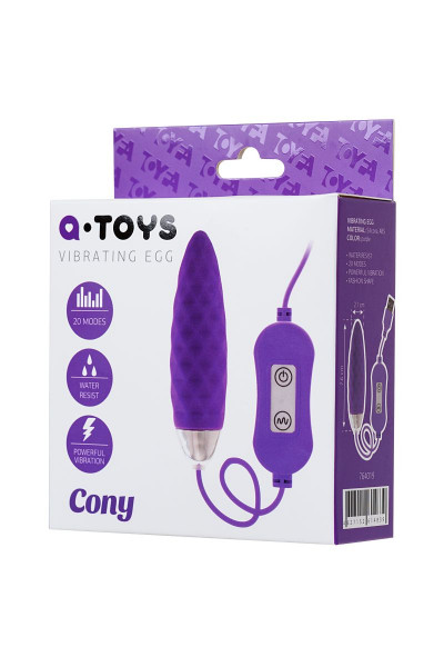 Фиолетовое узенькое виброяйцо с пультом управления A-Toys Cony, работающее от USB Фиолетовое узенькое виброяйцо с пультом управления A-Toys Cony, работающее от USB