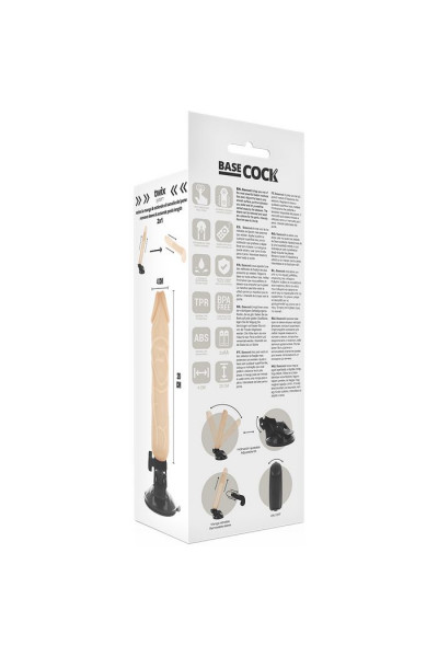 Телесный вибромассажер на мощной присоске Basecock Realistic Vibrator - 20 см. Телесный вибромассажер на мощной присоске Basecock Realistic Vibrator - 20 см.
