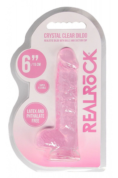 Розовый фаллоимитатор Realrock Crystal Clear 6 inch - 17 см. Розовый фаллоимитатор Realrock Crystal Clear 6 inch - 17 см.