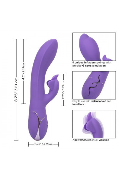 Фиолетовый вибромассажер Inflatable G-Flutter с функцией расширения - 21 см.