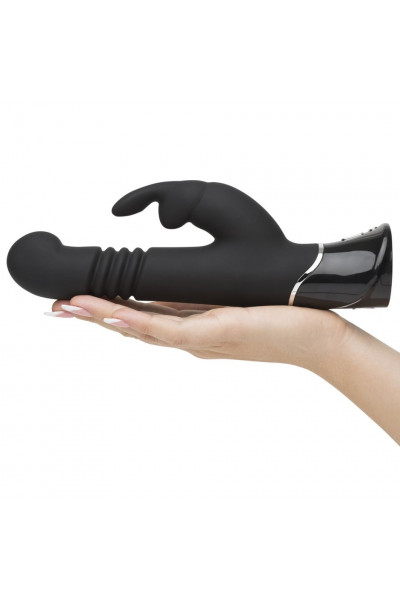 Черный хай-тек вибратор Greedy Girl Thrusting Rabbit Vibrator - 22,8 см. Черный хай-тек вибратор Greedy Girl Thrusting Rabbit Vibrator - 22,8 см.