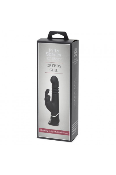 Черный хай-тек вибратор Greedy Girl Thrusting Rabbit Vibrator - 22,8 см. Черный хай-тек вибратор Greedy Girl Thrusting Rabbit Vibrator - 22,8 см.