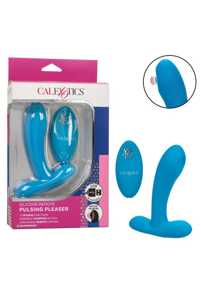Голубой массажер простаты Silicone Remote Pulsing Pleaser - 11,5 см. Голубой массажер простаты Silicone Remote Pulsing Pleaser - 11,5 см.