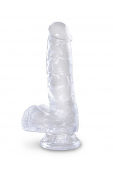 Прозрачный фаллоимитатор King Cock Clear 6 Cock with Balls - 17,8 см.