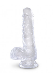 Прозрачный фаллоимитатор King Cock Clear 6 Cock with Balls - 17,8 см.