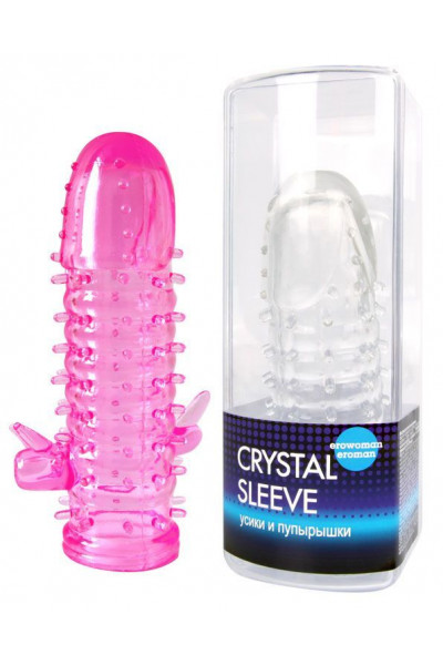 Закрытая рельефная насадка Crystal sleeve с усиками и пупырышками - 13 см. Закрытая рельефная насадка Crystal sleeve с усиками и пупырышками - 13 см.