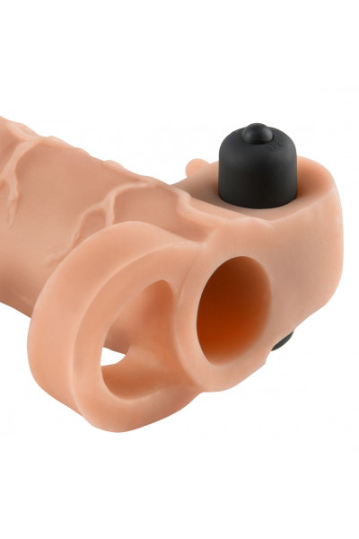 Телесная вибронасадка с кольцом Vibrating Real Feel 1 Extension - 14 см. Телесная вибронасадка с кольцом Vibrating Real Feel 1 Extension - 14 см.