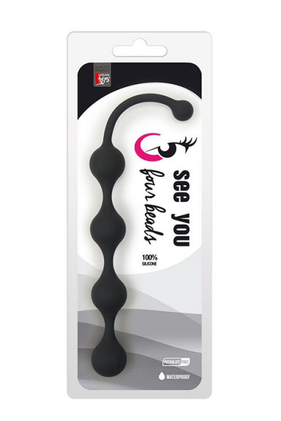 Чёрная анальная цепочка SEE YOU FOUR BEADS ANAL - 24 см. Чёрная анальная цепочка SEE YOU FOUR BEADS ANAL - 24 см.