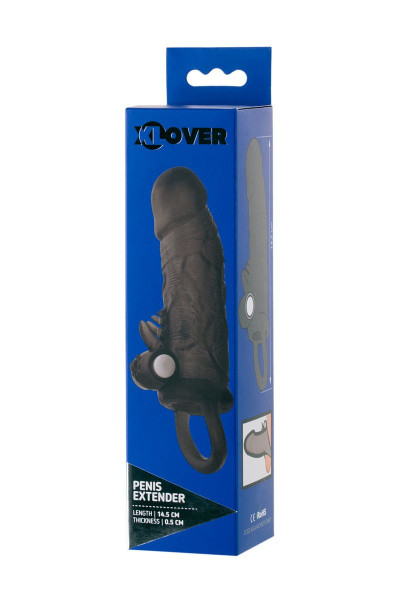 Чёрная насадка на пенис Toyfa XLover с вибрацией Чёрная насадка на пенис Toyfa XLover с вибрацией