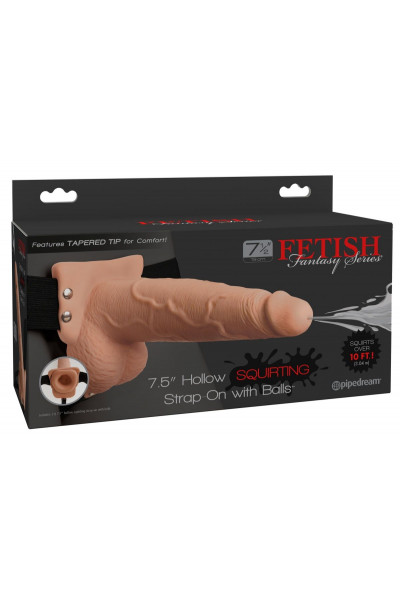 Телесный полый страпон с имитацией эякуляции 7.5 Hollow Squirting Strap-On with Balls - 21,6 см. Телесный полый страпон с имитацией эякуляции 7.5 Hollow Squirting Strap-On with Balls - 21,6 см.
