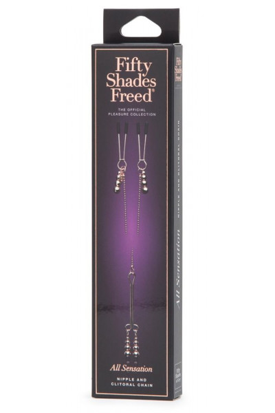Золотистые зажимы для сосков и клитора All Sensation Nipple and Clitoral Chain Золотистые зажимы для сосков и клитора All Sensation Nipple and Clitoral Chain
