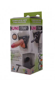 Страпон-унисекс с двумя насадками UNI strap 7 Harness - 19 и 12 см.