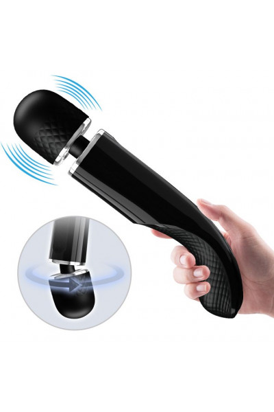Черный мощный жезловый вибратор с изогнутой ручкой Charming Massager - 24 см. Черный мощный жезловый вибратор с изогнутой ручкой Charming Massager - 24 см.