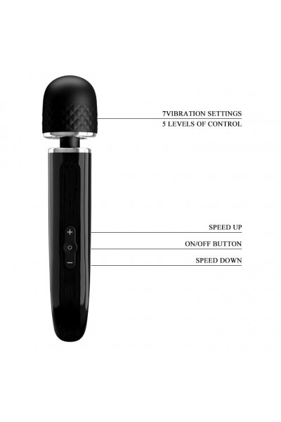Черный мощный жезловый вибратор с изогнутой ручкой Charming Massager - 24 см. Черный мощный жезловый вибратор с изогнутой ручкой Charming Massager - 24 см.