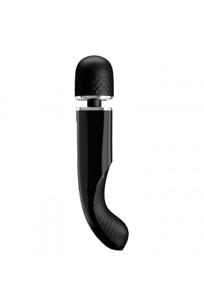 Черный мощный жезловый вибратор с изогнутой ручкой Charming Massager - 24 см. Черный мощный жезловый вибратор с изогнутой ручкой Charming Massager - 24 см.