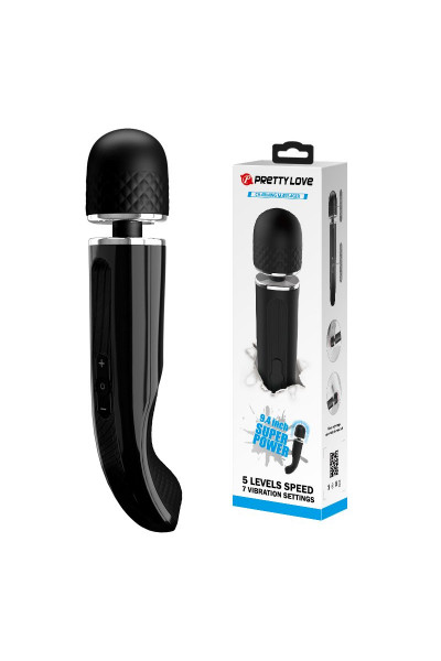 Черный мощный жезловый вибратор с изогнутой ручкой Charming Massager - 24 см. Черный мощный жезловый вибратор с изогнутой ручкой Charming Massager - 24 см.
