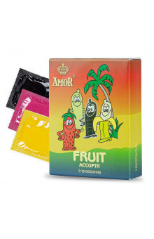 Ароматизированные презервативы AMOR Fruit Яркая линия - 3 шт.