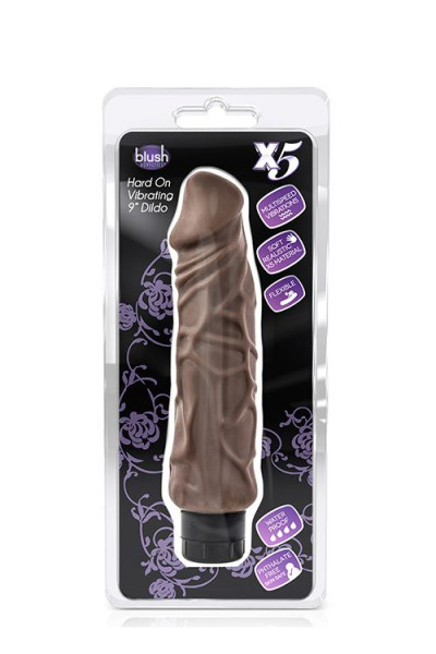 Коричневый вибратор-реалистик Hard On Vibrating 9 Dildo - 22,8 см. Коричневый вибратор-реалистик Hard On Vibrating 9 Dildo - 22,8 см.