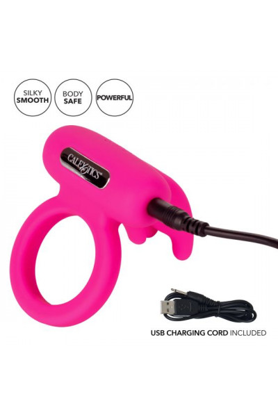 Розовое перезаряжаемое кольцо Silicone Rechargeable Triple Clit Flicker Розовое перезаряжаемое кольцо Silicone Rechargeable Triple Clit Flicker