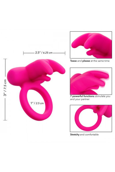 Розовое перезаряжаемое кольцо Silicone Rechargeable Triple Clit Flicker Розовое перезаряжаемое кольцо Silicone Rechargeable Triple Clit Flicker