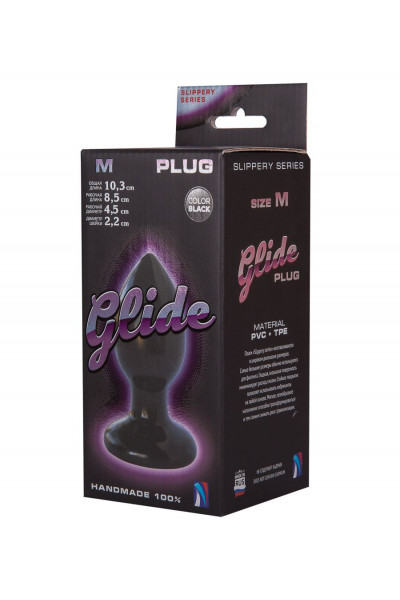Черный анальный плаг Glide M - 10,3 см. Черный анальный плаг Glide M - 10,3 см.