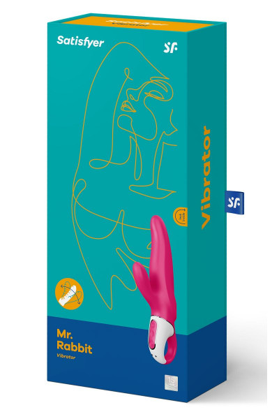 Ярко-розовый вибратор Satisfyer Mr. Rabbit с клиторальным отростком - 22,1 см. Ярко-розовый вибратор Satisfyer Mr. Rabbit с клиторальным отростком - 22,1 см.