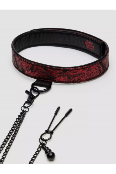 Ошейник с зажимами для сосков Reversible Collar Nipple Clamps Ошейник с зажимами для сосков Reversible Collar Nipple Clamps